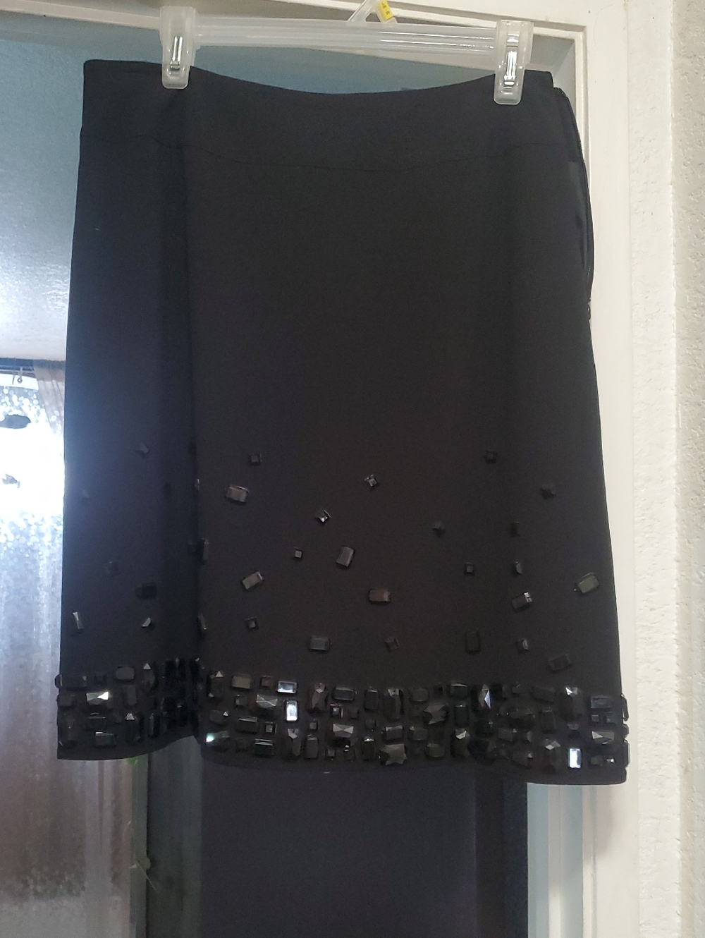 Sunny Leigh Black A-Line Skirt with Beaded Hem
